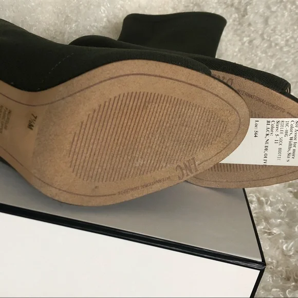 Sale❄️INC textured open peep high heel sock ankle Booties black sandals size 7.5 - Picture 11 of 11